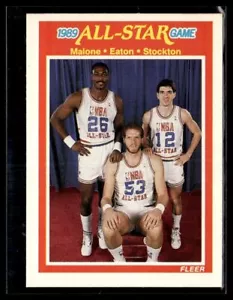 1989-90 FLEER ALL-STAR KARL MALONE/MARK EATON/JOHN STOCKTON ALL STAR TEAM #163 - Picture 1 of 2