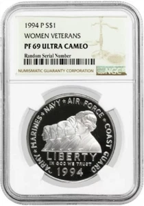 1994 P $1 WOMEN VETERANS Silver $1 NGC PF69 💥FLAWLESS QUALITY!💥 - Picture 1 of 3