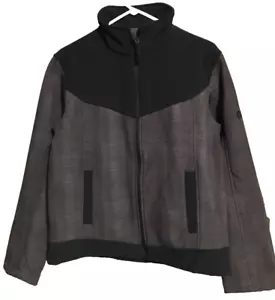 Softshell Jacket Boys Size 18/20 Black & Gray Zip Front Fleece Lining Pockets - Picture 1 of 17