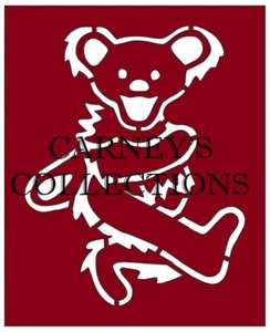 3.5"x4" Red or Clear Plastic Stencil, Grateful Dead Dancing Bear 4 (SA1368)***** - Bild 1 von 4