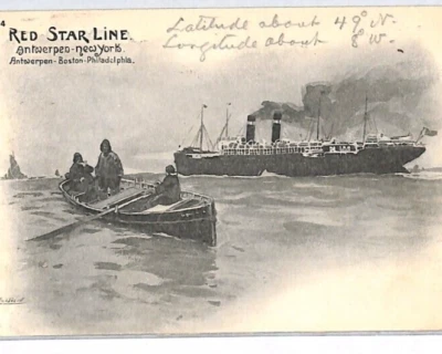 USA/GB Transatlantic *RED STAR LINE* Art Advert Postcard Used 1909 SHIPS PX48 - Image 1 of 4