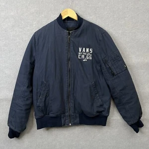 Vans Men’s Bomber Jacket Large Navy Quilted Lined 100% Cotton Zip Coat - Picture 1 of 15