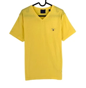 GANT Men Yellow Original Slim Fit V Neck Short Sleeves T-Shirt Size M - Picture 1 of 9