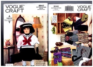 VOGUE 8647 & 9140 PATTERNS Doll Clothes Sailor Dress & Ethnic 18" American Girl  - Picture 1 of 1