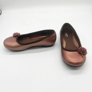 New Pazitos Bronze Leather Girl's Dress Dressy Ballerina Flats Flower Shoes 12 - Picture 1 of 1