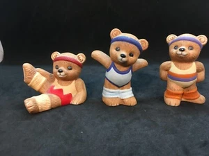 Three Vintage Homco Bears in Exercise Tights ~ Number 1448 Made Sri Lanka - Picture 1 of 9