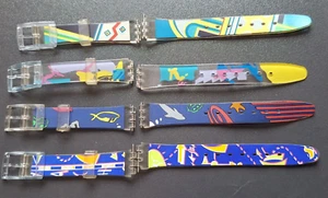 Lot de 4 Bracelets de montre silicone Swatch fantaisie 12 mm - Picture 1 of 4