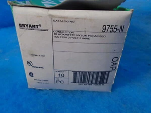 HUBBELL BRYANT LOT OF 10 NIB CONNECTOR BLACK/WHITE NYLON POLARIZED 15A 125V 2P 2 - Picture 1 of 5