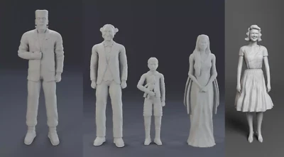 The Munsters 1:24 1:18 Herman Lily Grandpa Marilyn Eddie 5 Figure Set 3D Printed - Image 1 of 3
