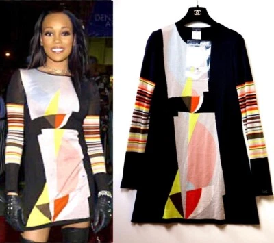 Vestido suéter Chanel Vintage 2003 Barbie rosa preto malha 40 42 8 10 top vintage G M - Imagem 1 de 4