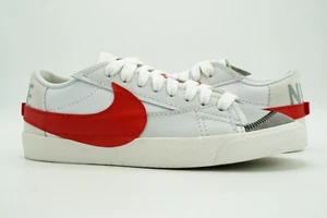 NIKE BLAZER LOW '77 JUMBO USED SIZE 10 WHITE UNIVERSITY RED DQ8769 100 - Picture 1 of 7