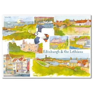 Edinburgh And The Lothians Emma Ball Regional Art Postcard County Area Scotland - Picture 1 of 1