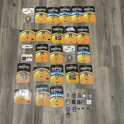 Lot of 40 SD MicroSD CompactFlash Memory Stick Camera Memory Cards Various Sizes - Image 1 of 4
