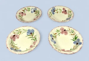 De colección. Blue Ridge Sweet Pea 4 platos de ensalada/postre usados 7,25" pintados a mano - Imagen 1 de 8
