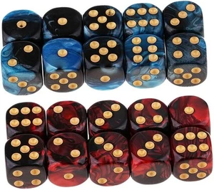 20PCS Polyhedral Dice D6 16mm Acrylic 6 Sided Blue Black and Red - Picture 1 of 8