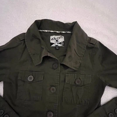 Volcom Military Style Green Button Jacket Women’s Sz SM - Image 1 of 4