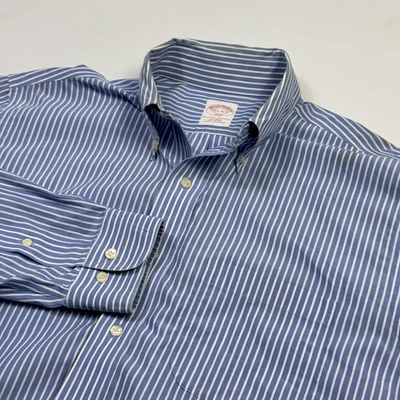 Camisa de vestir Brooks Brothers para hombre 15,5 34/35 azul a rayas sin hierro 346 Foto 1 de 4