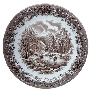 Churchill Currier & Ives Brown Early Winter Chop Plate Heritage Mint LTD 12" - Picture 1 of 5