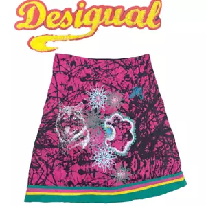 Desigual Skirt Women's Printed Glitter Pull-On A-Line Mini Multi-Color 38 wolf - Picture 1 of 7
