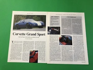 1996 CORVETTE GRAND SPORT ORIGINAL VINTAGE PRINT AD ROAD TEST 3 PAGE - Picture 1 of 2