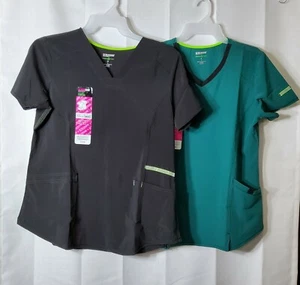 SCRUBSTAR WOMENS SRCUBS NWT BLACK & GREEN SET OF (2) SIZE MEDIUM - Picture 1 of 7