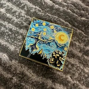 Starry Night Enamel Pin With Scarecrow Cemetery Brooch Lapel Badge Jewelry 2in - Picture 1 of 5