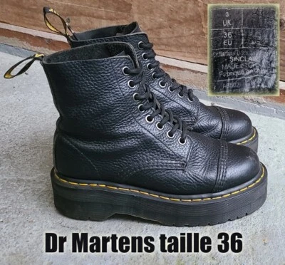 Dr MARTENS "Sinclair" Plateforme taille 36 UK3 cuir noir  semelles compensées - Photo 1/4