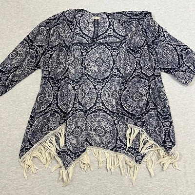 Hollister Womens Sweater Medium Blue Boho Festival Asymmetrical Flowy Cardigan - Image 1 of 4