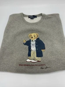 Rare Vintage Polo Bear by Ralph Lauren Grey Crewneck Sweatshirt Size Large - Picture 1 of 4