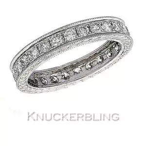 Genuine Diamond Wedding Eternity Ring 1ct F VS Round Brilliant 18ct White Gold - Picture 1 of 1