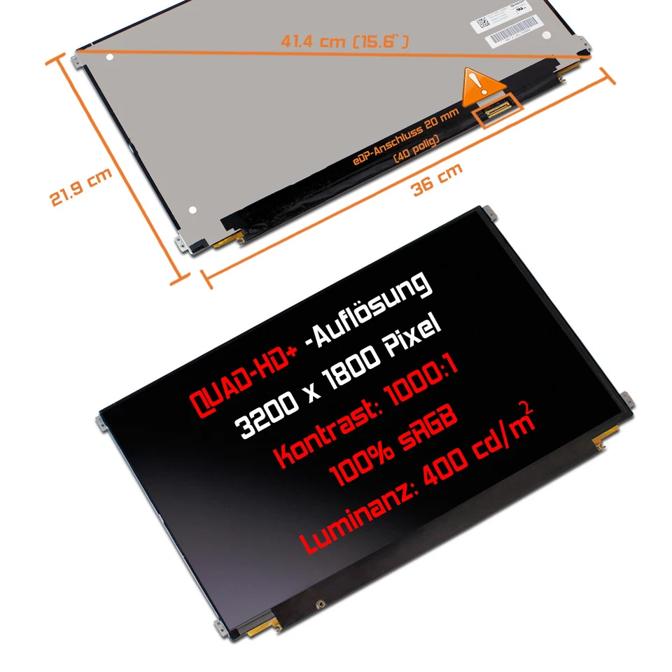 15,6" LED Display matt passend für WQxGA Sharp LQ156Z1JW03 SHP1400 400 Nits 100% - Bild 1 von 1