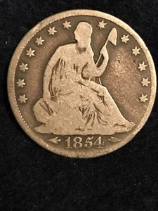 1854 Seated Liberty Half Dollar, Arrows - Picture 1 of 2