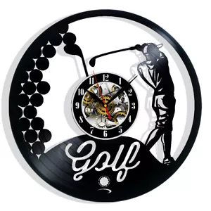 Golf Player Vinyl Wall Clock Gift Birthday Holiday Art Home Room Decor Design - Imagen 1 de 5