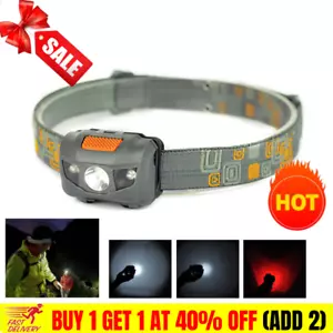 2X Super Bright Waterproof Head Torch Headlight LED USB Rechargeable Headlamp - Picture 1 of 12