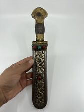 Antique Tibetan Dagger Knife Dragon Tibet Sword Ke silver knife from Nepal