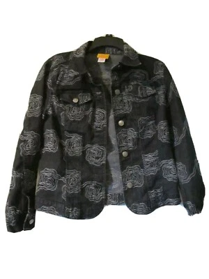 Ruby Rd Ladies Size 10 Denim Jean Jacket Embroidered Floral Button Front - EUC - Image 1 of 4