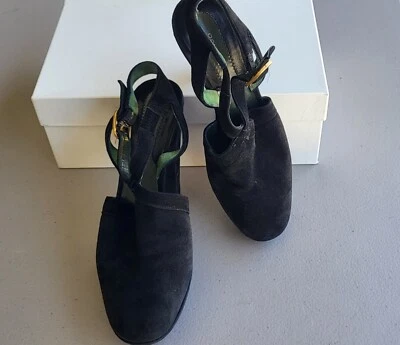 Plataformas de gamuza negra Donna Karan c.2006 talla 7 Foto 1 de 4