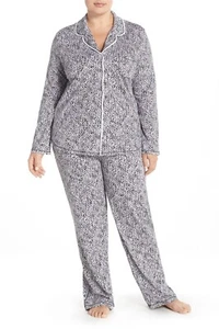Conjunto de pijama DKNY para mujer estampado jersey mezcla de algodón gris talla grande talla 1X - Imagen 1 de 1