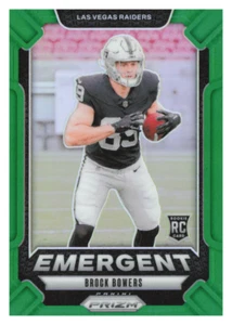 2024 Prizm Brock Bowers Emergent RC Green Rookie #8 Vegas Raiders - Picture 1 of 2