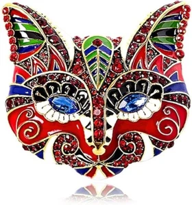 Broche prendedor vintage con cabeza de gato rojo grande con estrás para mujeres niñas dibujos animados de moda - Imagen 1 de 13