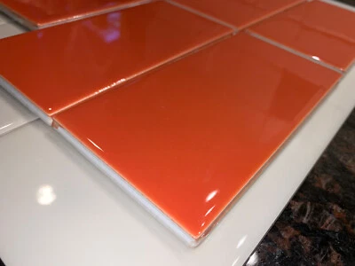 Lot of 8 Tiles Orange Burst Daltile 3x6 Subway QTC136MOD1P Daltile Natural Hues - Image 1 of 4