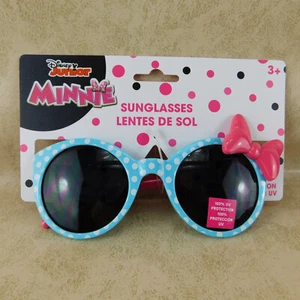 KIDS Disney Jr MINNIE MOUSE SUNGLASSES 100% UVA/UVB - Blue Frame Pink Bow NWT - Picture 1 of 8