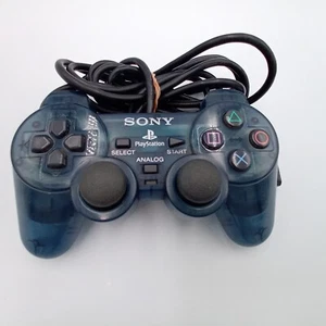 PlayStation 2 PS2 Wired Controller DualShock Transparent Blue Japanese For Parts - Picture 1 of 4