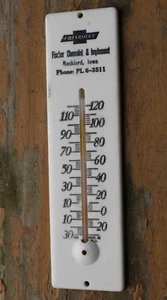 1950s era CHEVROLET Old Rockford Iowa Thermometer Sign ~ BOWTIE LOGO - Picture 1 of 7