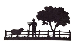 Bauer Mistgabel Weide Schaf Lamm Baum Farm Ranch Metall stirbt Standard dünn - Bild 1 von 2