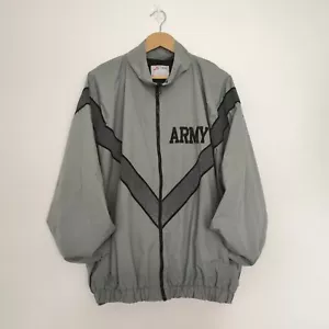 JWOD SKILCRAFT Army Jacket Mens Large Grey Reflective Windbreaker Full Zip - Picture 1 of 9