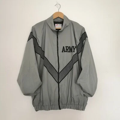 JWOD SKILCRAFT Army Jacket Mens Large Grey Reflective Windbreaker Full Zip - Image 1 of 4