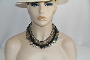 Sterling Silver 5-Strand Precious Gems Necklace. Gorgeous - Picture 1 of 12