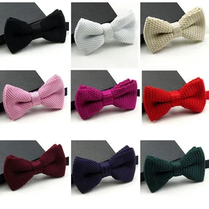 Cravatta uomo moda uncinetto tinta unita invernale tessuto maglia fiocco regolabile - Foto 1 di 12