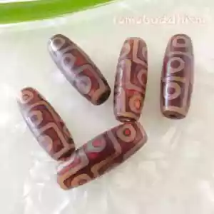 1Pc 40mm Antique Coffee Red Stone Nine Eyed Natural Tibetan Dzi Agates Beads - Picture 1 of 2